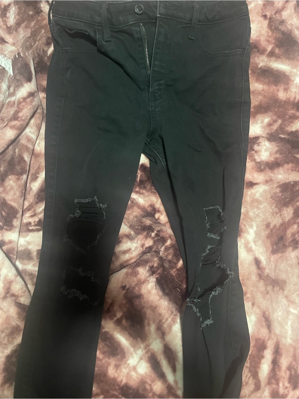 Hollister Black Skinny Jeans with Distressed Knees